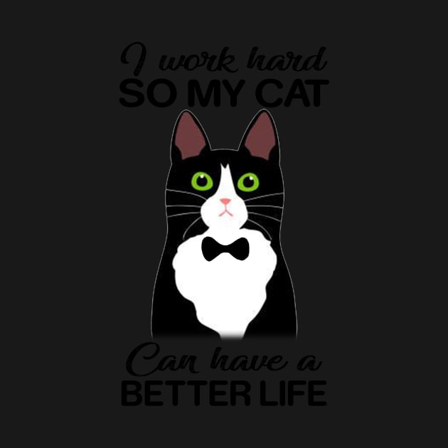 Hard Working Cat Owner T-Shirt Funny Black Cat Gif by TeeLovely