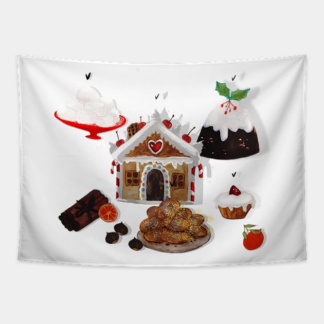 Christmas Menu Tapestry by Le petit fennec