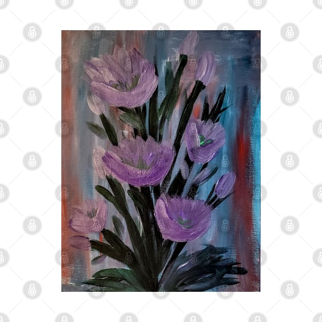 Some abstract purple lillys flowers grow wild by kkartwork