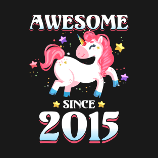 Awesome since 2015 Cute Unicorn 5th Birthday Gift Girls T-Shirt