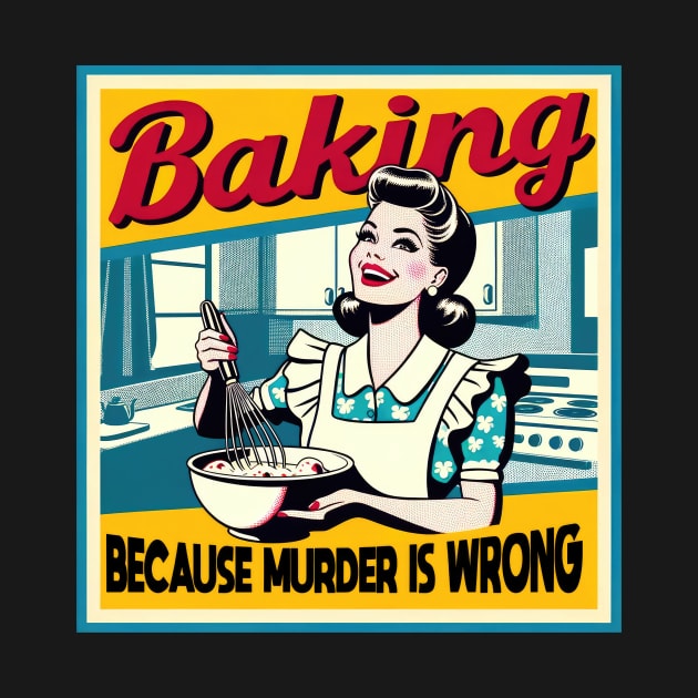 Baking Because Murder Is Wrong Funny Baker by Visual Vibes