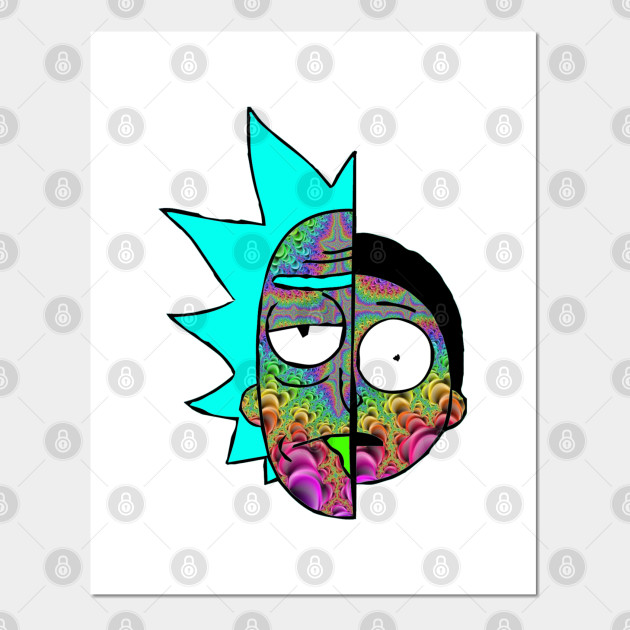 Psychedelic Rick And Morty Halves Rick And Morty Affiche Et