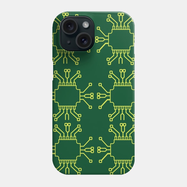 Printed circuit Board PCB Seamless Pattern Design for Electronics engineer and Technicians and engineering Students Phone Case by ArtoBagsPlus