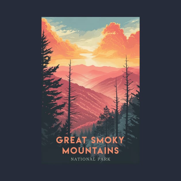 Great Smoky Mountains national park travel poster by GreenMary Design