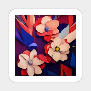 Floral with Red and Blue Magnet