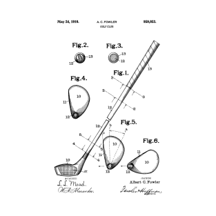 PATENT DRAWING / 1910 - Golf Club - black T-Shirt