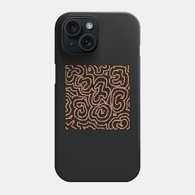 Textured Beige Doodle on Brown Abstract Phone Case by Klssaginaw