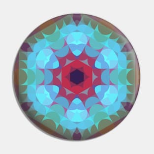 Retro Mandala Flower Red Blue and Purple Pin