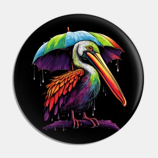 Pelican Rainy Day With Umbrella Pin