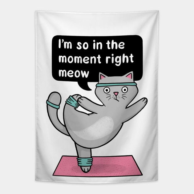 Yoga Cat - In the Moment Tapestry by Drawn to Cats