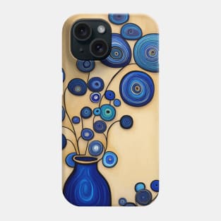 Cute Abstract Flowers in Blue Still Life Painting Phone Case