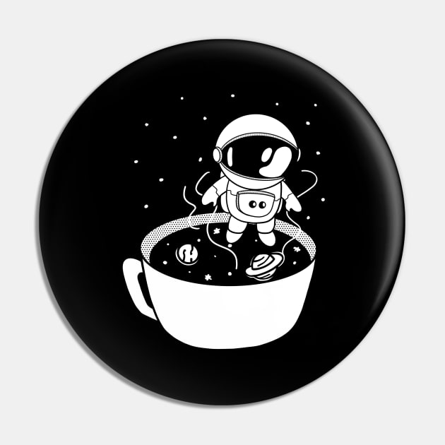 Coffee In Space Cute Astronaut Stars Planet Mug Pin by Foxxy Merch