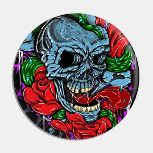 Skull and Roses Pin