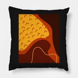 Orange And Black  Sguiggle  Boho Abstract Shapes  Pattern Pillow