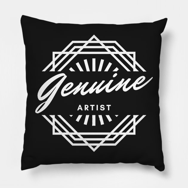 Genuine Artist Logo Style Design Pillow by Coralgb