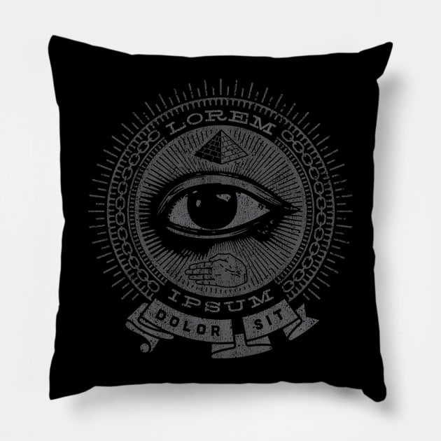 Lorem Ipsum Greek Text Graphic Design Secret Society Seal Pillow by artbitz