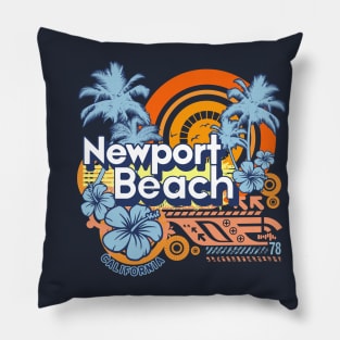 Newport Beach California Grunge Pillow