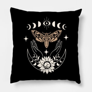 Mystical Moth Celestial Moon phase Pillow