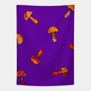 Trippy Hippie Mushrooms Pattern Tapestry