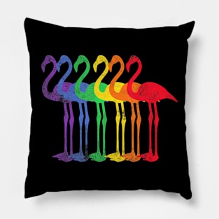 Flamingos In  Flag Colors LGBT Gay Pride Flamingo Pillow