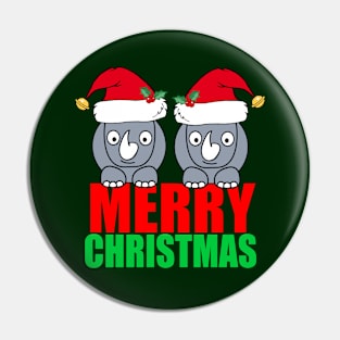 Merry Christmas Rhinos Pin