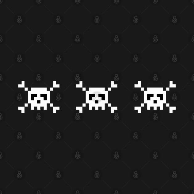 3 8bit skulls by Cezanne by INLE Designs