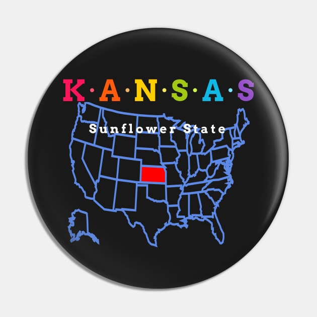 Kansas, USA. Sunflower State - With Map Pin by Koolstudio