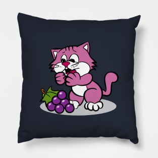 Cat eating wine grapes Pillow