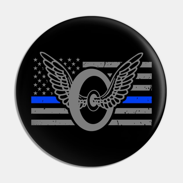 Motorcycle Cop - Thin Blue Line Flag - Motor Unit Pin by bluelinemotivation