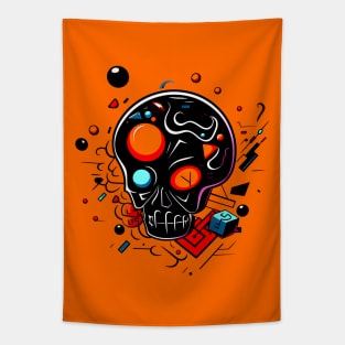 Abstract Cartoon Skull Design spooky artwork Tapestry