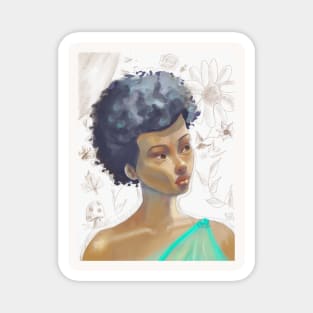 Nature's Goddess - Portrait of a Woman With Flowers Magnet