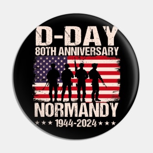 Retro D-Day 2024, 80th Anniversary Normandy 1944 US Flag Pin