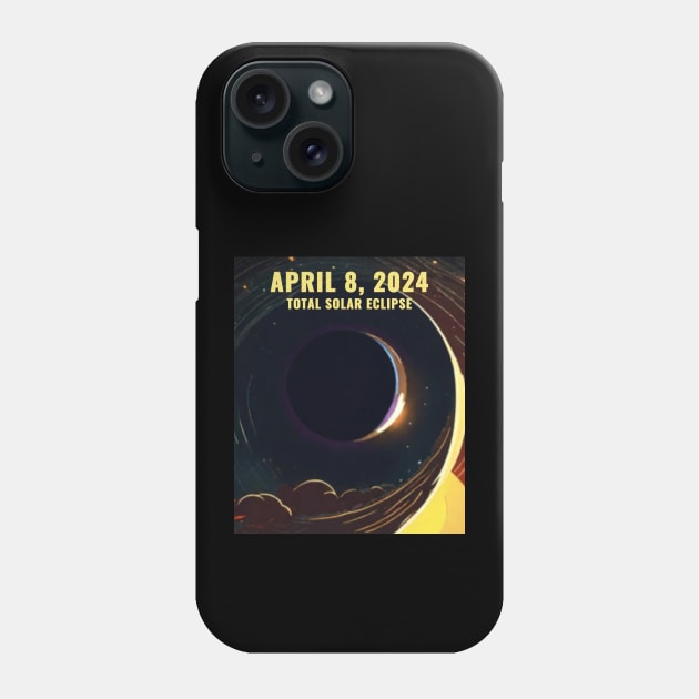 April 8, 2024 Total Solar Eclipse Totality USA Phone Case by Little Duck Designs