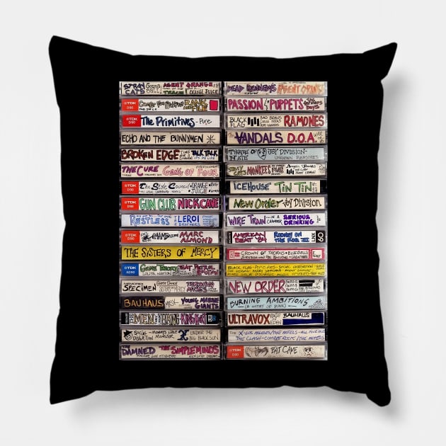 80s Rock Band Music Cassette Tapes Pillow by HipHopTees