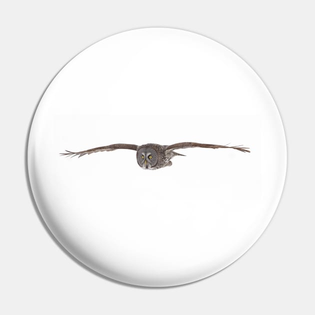 Great Grey Owl Pin by Jim Cumming