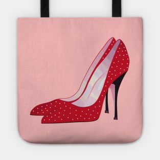 Red High Heels with Polka Dots Tote