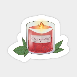 Cozy morning raspberry scented candle Magnet
