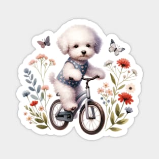 Cute Bedlington Terrier Biking Magnet