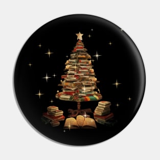 Christmas Library Tree Lights For Librarian And Book Lover Pin