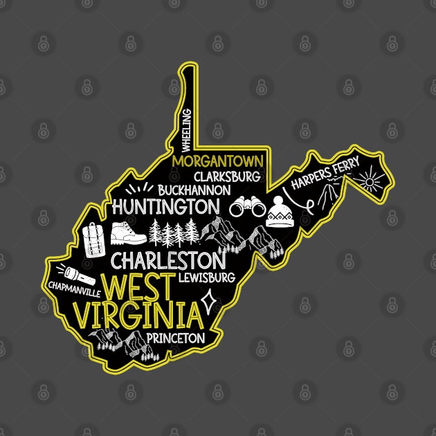 Morgantown West Virginia Map Lewisburg Huntington by BoogieCreates