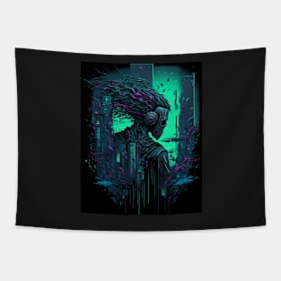 Cyberpunk android cyborg hunter Tapestry