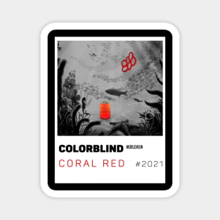 CORAL RED - white card  by COLORBLIND WorldView Magnet