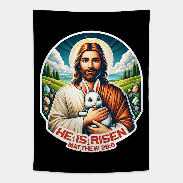 Matthew 28:6 He Is Risen Tapestry by Plushism