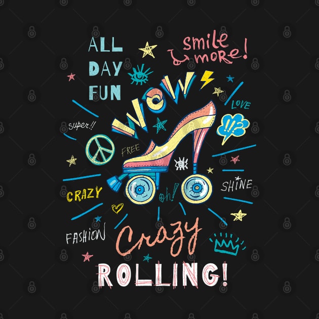 Funny Retro Rolling Skate for girls by Teefold