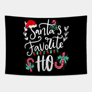 Santas Favorite Ho Funny Christmas Santa Hat Xmas Pajamas Tapestry