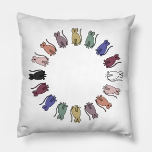 Circle of Balanced Rainbow Cats Pillow