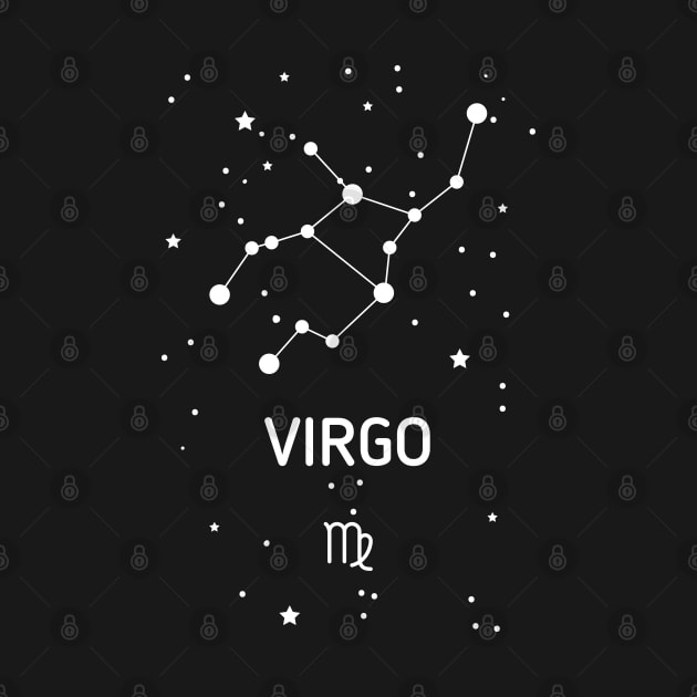 Virgo Zodiac Sign Constellation (White Print) by The Cosmic Pharmacist