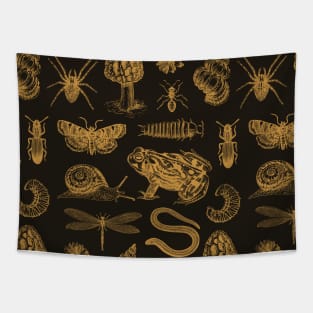 Goblincore Pattern: Frog, Mushroom, Snail, Moth Tapestry