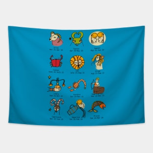 Retro Zodiac Chart Tapestry