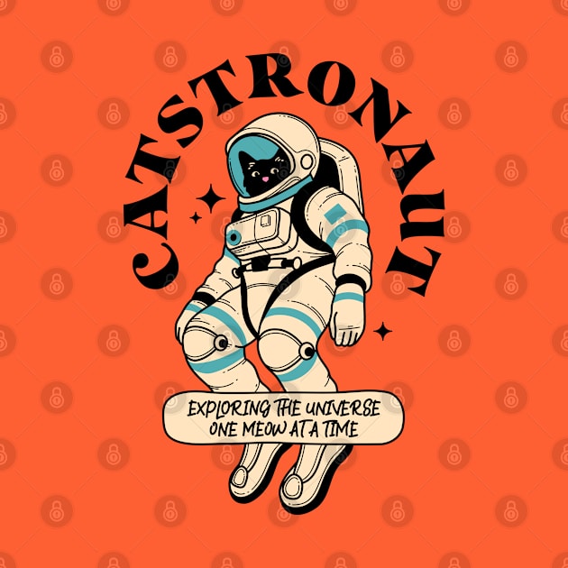 Astronaut Black Cat in orange by The Charcoal Cat Co.